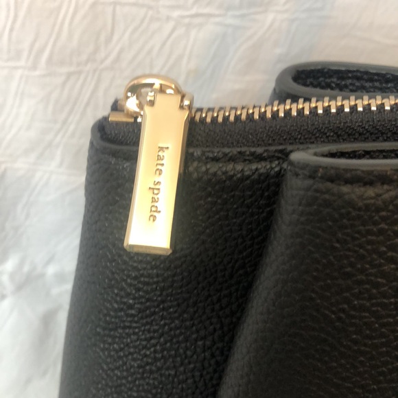 Kate Spade black pebble leather large shoulder bag new with tags; zip & magnetic - Picture 5 of 10